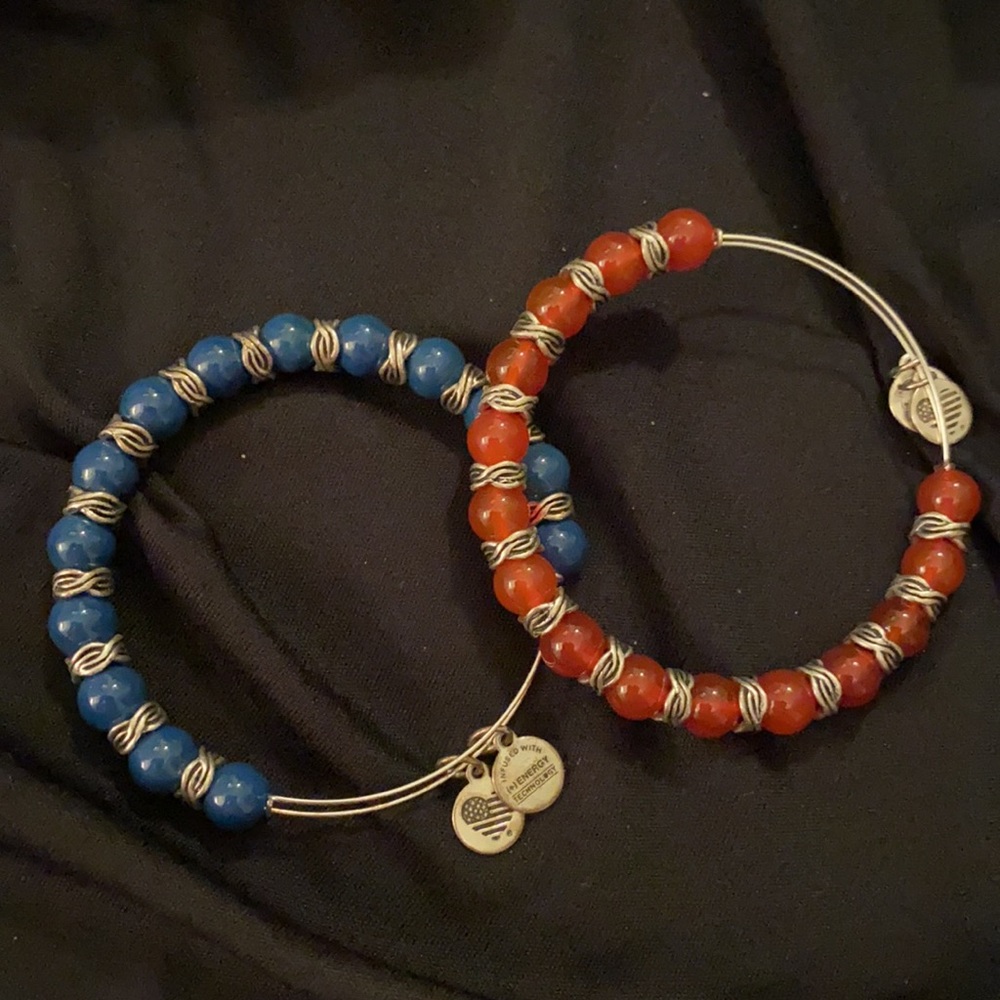 Alex and Ani Red and Blue Beaded Bracelets